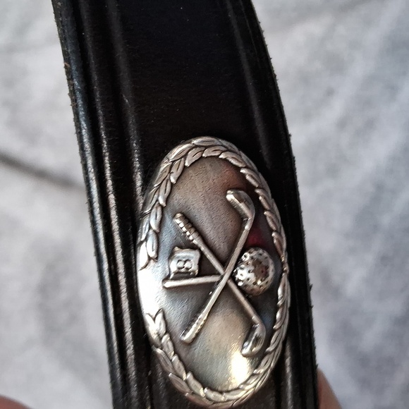 Insko leather black and silver cross club and ball Concho golf belt - Picture 3 of 5